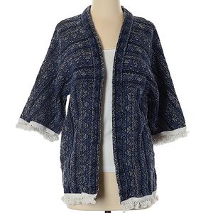 Michael Kors textured knit boho fringe kimono S